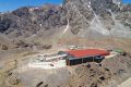 Aerial view of the border between Chile and Argentina known as Complejo Fronterizo Los Libertadores in the Andes.